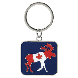 Moose Canada Flag Metal Keyring