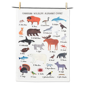 Canada Wildlife Alphabets Tea Towel