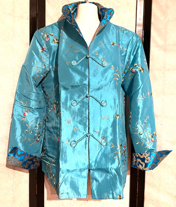 Stand Collar Turquoise Jacket