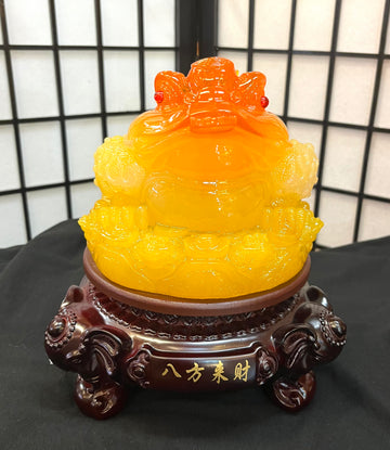 Three Legged Frog (Golden Orange) on Rotating Stand