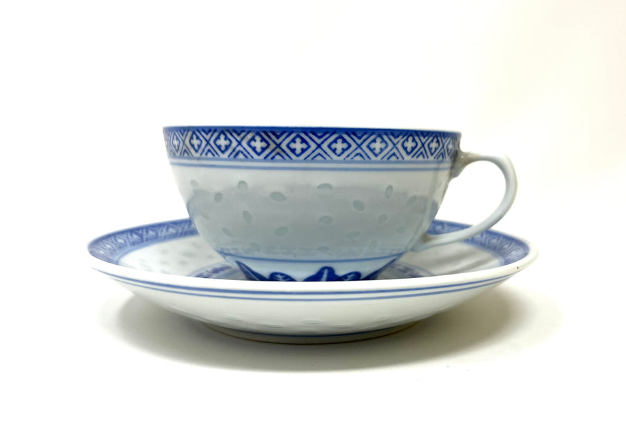 “Rice Pattern” Tea Cup and Saucer Set