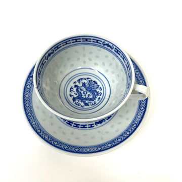 “Rice Pattern” Tea Cup and Saucer Set