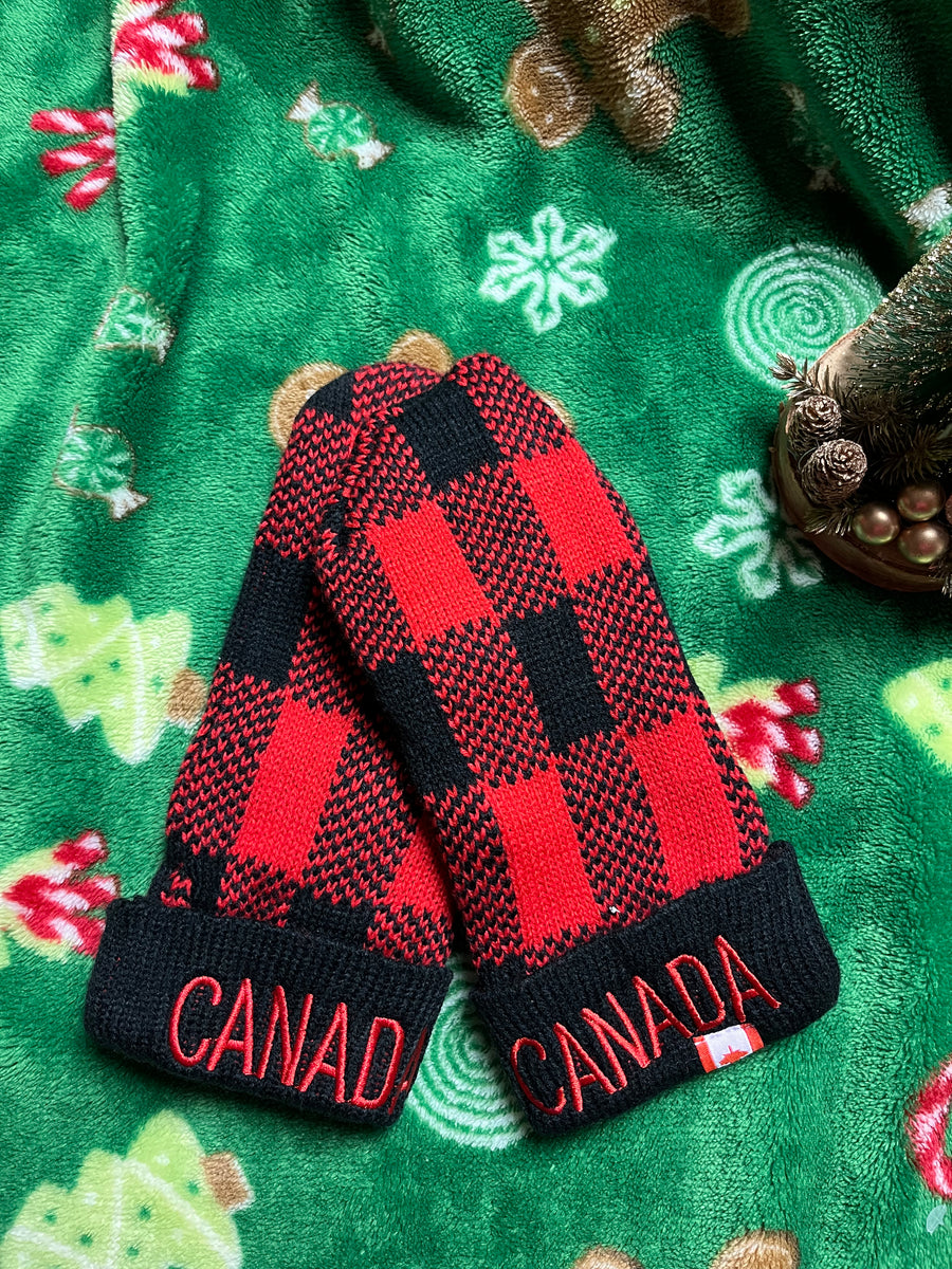 Black and Red Checkered Mittens