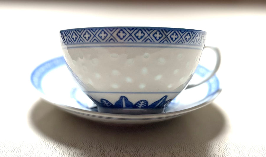 “Rice Pattern” Tea Cup and Saucer Set