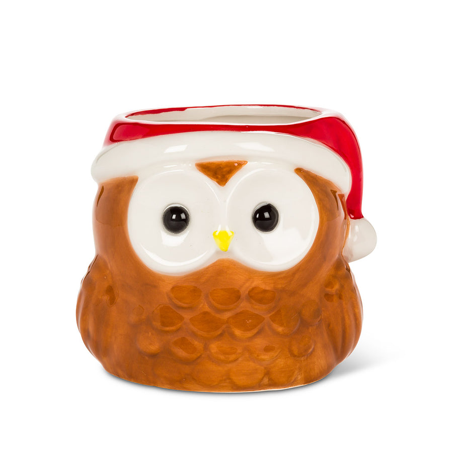 Owl Planter with Santa Hat