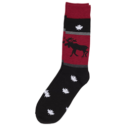 Moose with Maple Leaves Adult Socks