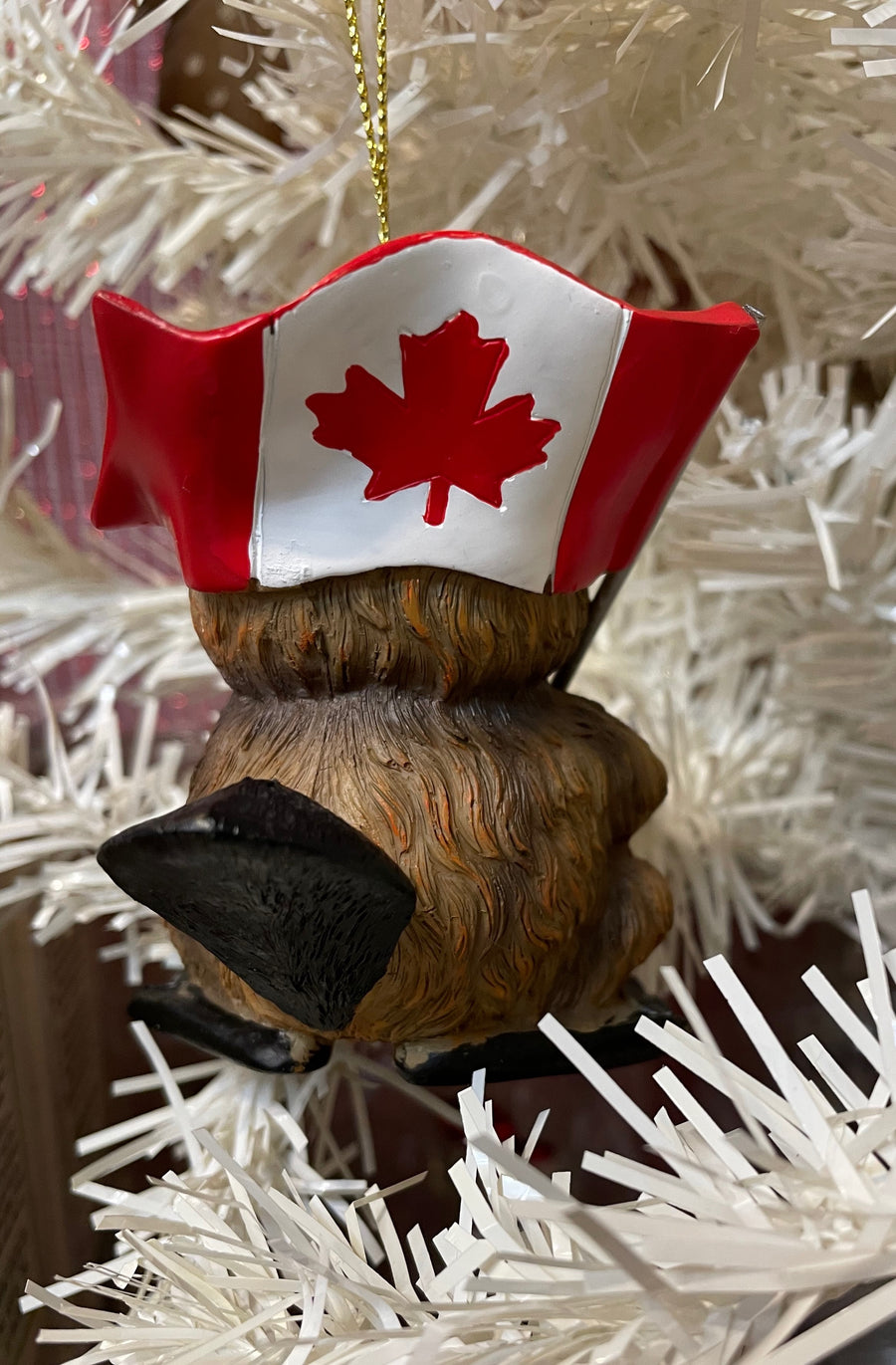 Beaver with Canadian Flag Hanging Ornament