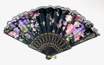 Printed Polyester Black Hand Fans