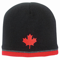 Toque, Black with Red Maple Leaf