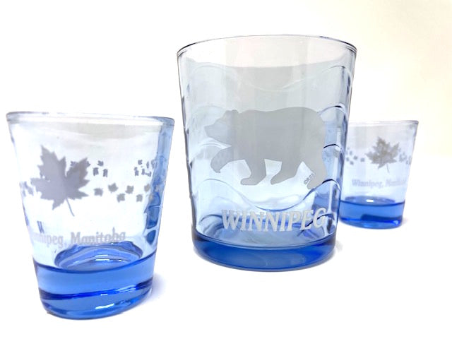 Winnipeg blue Water Glass