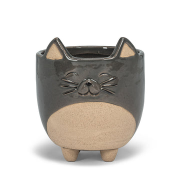 Cat Grey Ceramic Planter