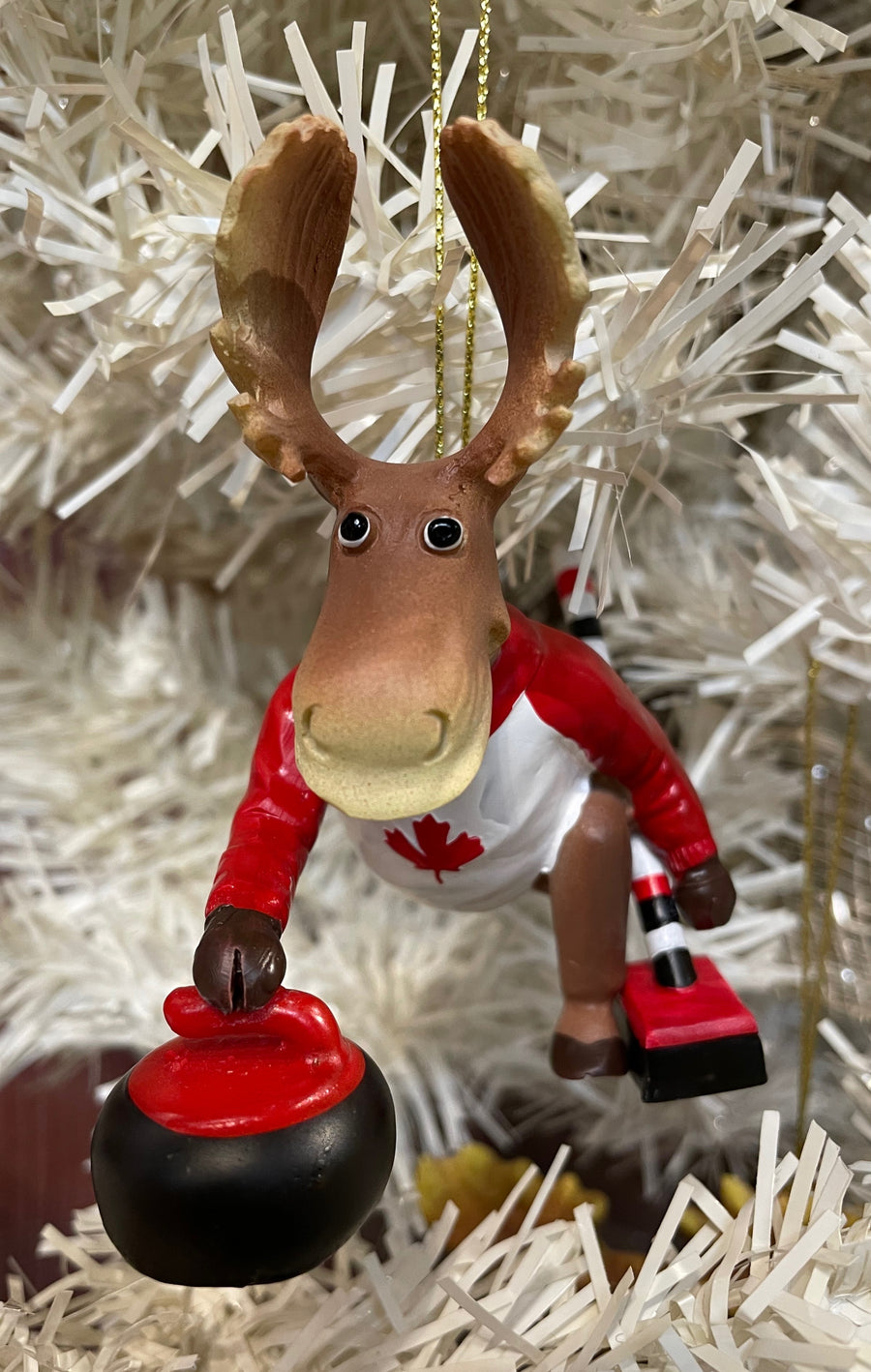 Curler Moose Hanging Ornament