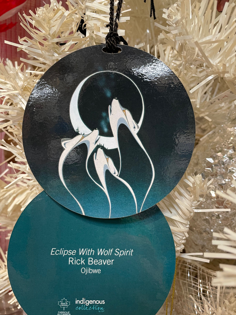 Eclipse with Wolf Spirit Decorative Hanging Ornament