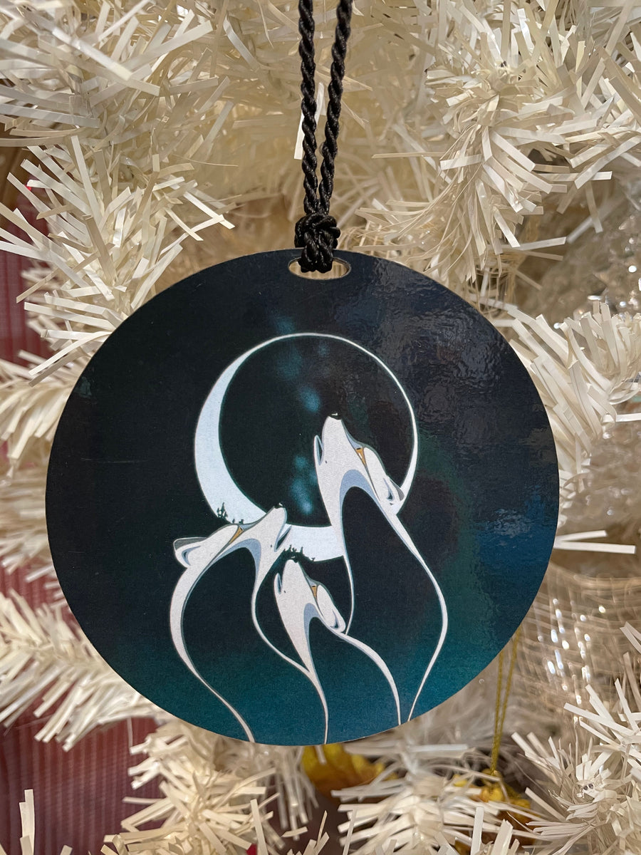 Eclipse with Wolf Spirit Decorative Hanging Ornament