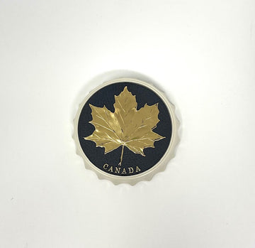 Golden Maple Leaf Bottle Cap Opener Magnet