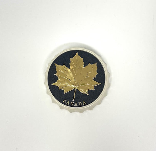 Golden Maple Leaf Bottle Cap Opener Magnet