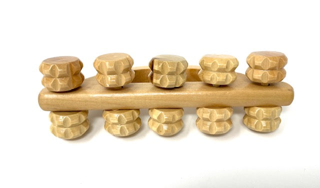 Wooden Handheld Massage Grooved Rollers