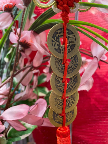Five I Ching Coin Hanging