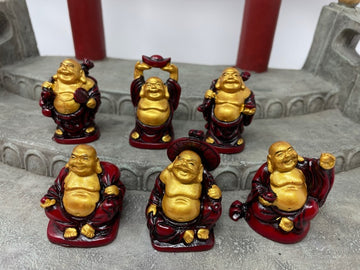 Happy Buddha (Red & Gold) 6 Piece Set