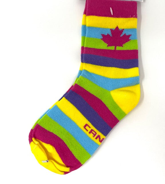 Canada Maple Leaf Colour Stripes Socks