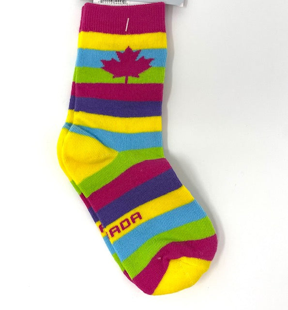 Canada Maple Leaf Colour Stripes Socks