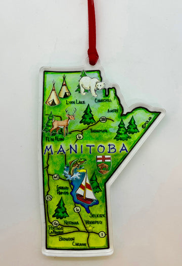Map of Manitoba Hanging Ornament