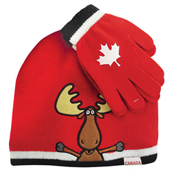 Toque and Gloves Set, Red Moose