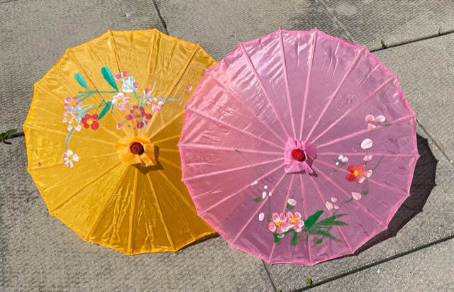 Children Size Painted Floral Patterned Sun Parasol