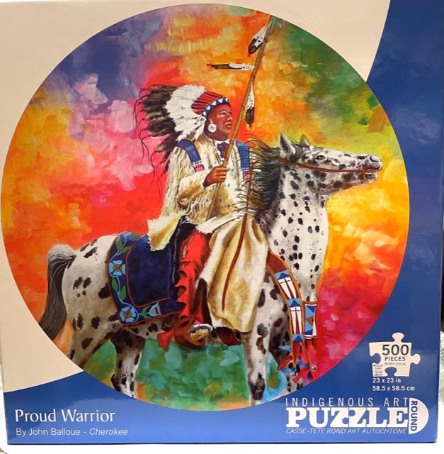 Proud Warrior Indigenous Art Round Puzzle