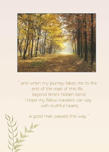 And When My Journey - His Passing Sympathy Card