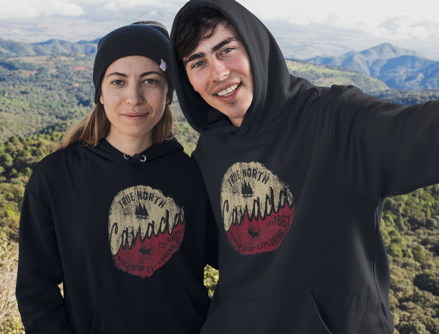Explore Canada Charcoal Adult Hoodie
