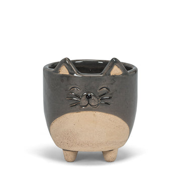 Cat Grey Ceramic Planter, Small
