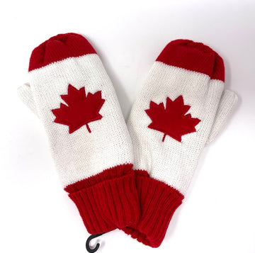 Canada Maple Leaf Lined Kintted Mittens (Youth)