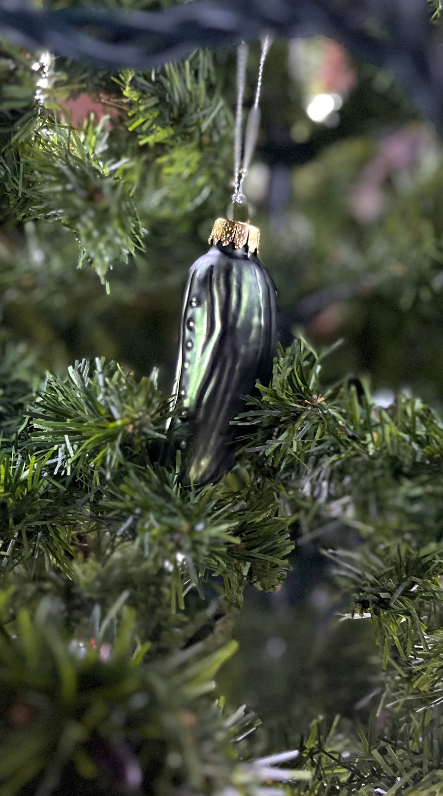 Green Pickle Glass Hanging Ornament