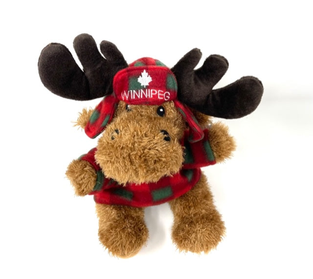 Moose Plush with Plaid Top and Trapper Hat