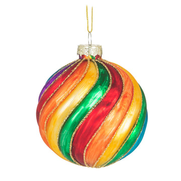 Rainbow Swirl Glass Ball Hanging