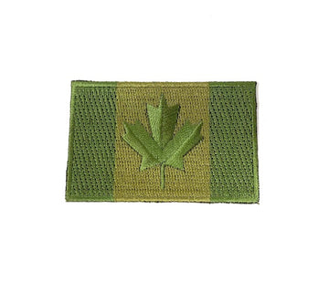 Canada Flag Army Green Iron-On Patch (Small)