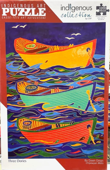 Three Dories Indigenous Art Puzzle by Dawn Oman